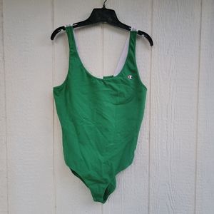 Champion green  Logo C Embroidered Tank Bodysuit women's sz large